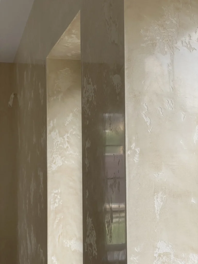 Polished Venetian plaster finish on an interior wall, Main Line PA